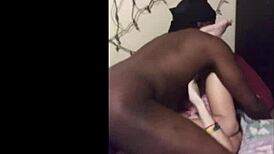 Girl in missionary pounding by big black cock