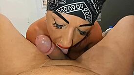 deepthroat on my face and mouth with muscular milf