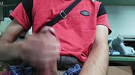 Masturbating Big Cock At Desk