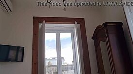 woke up horny in the bedroom, sniffed panties, jerked off, and emptied my big balls with a morning cumshot.