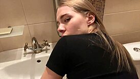 Beautiful gym woman agrees to have sex with me in the bathroom