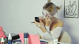 Pretty blonde does Harley Quinn makeup tutorial for Halloween