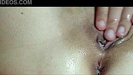 He oils my pussy for close-up orgasm massage.