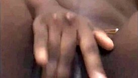 ebony babe indulges in solo masturbation session at home