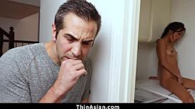 asian babe caught playin with huge dildo thinasian