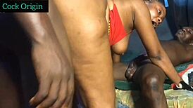 Squirting everywhere with two mighty BBCs in fishnets