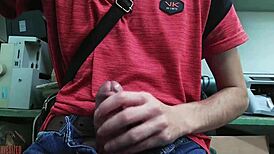 Masturbating Big Cock At Desk