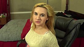 Fifi Foxx blows big bubbles with gum teasingly