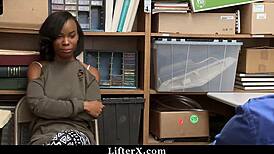 cute ebony fucks mall officer for her freedom in doggystyle