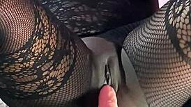 Ebony squirter multiple orgasm with the sex machine?