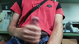 Masturbating Big Cock At Desk