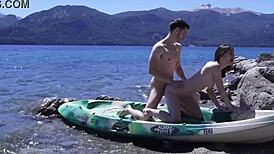 teen couple caught on beach