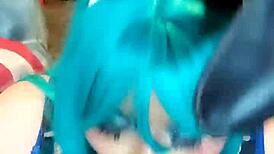 I'm a naughty bunny riding big tits shemale in cowgirl 😈