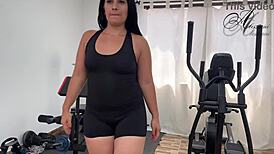 a skinny colombian teen masturbates alone in the gym for the first time