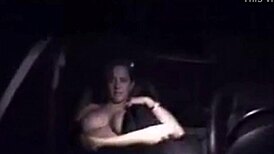 this busty milf is masturbating in the car 😏. homemade outdoor fun!