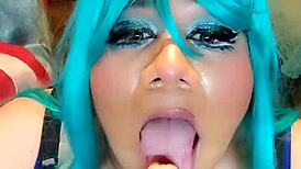 I'm a naughty bunny riding big tits shemale in cowgirl 😈