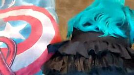 I'm a naughty bunny riding big tits shemale in cowgirl 😈