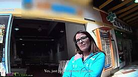 shy czech teen girl masturbates in public mall, horny and young