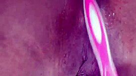 Ebony Babe Enjoys Anal Brush Play Leading To Intense Masturbation