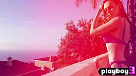 In this softcore scene, petite European blonde Yana West poses naked with clothes ripped and lingerie