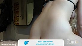 blue-eyed liz rainbow from benefit monkey gets mouth full of semen