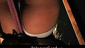 blonde submissive slut gets bound and drilled by a machine