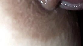 The nipple glistens with saliva on the glans