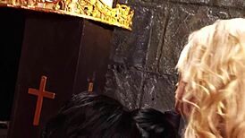 Lesbo american slut trio hints at wild strapon play with brunette milf