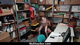 Teen Caught Stealing on Hidden Cam in Shop. Blackmailed into Hardcore Office Action!