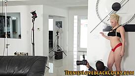 Blonde Tugs Black Cock!