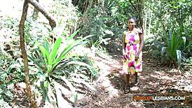 Amateur ebony hotties lick tits in lesbian sex cunilingus