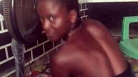 Crazy bitch twerks in sexy clothes then strips naked 😈