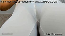 Sexy Latina Morena Teases with White Leggings and Twerking Booty