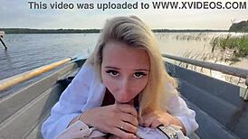 Outdoor Risky Sex With Hot Blonde In Fishnet!