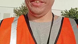 Asian amateur walks around outdoors during work