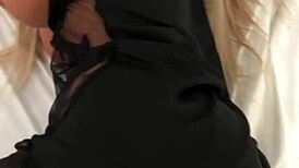 hot student gives a deep blowjob with a sex toy