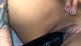 Big Dildo Penetrates Tight Latina Pussy