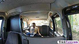hey, this couple gets horny and starts fucking in the cab while filming