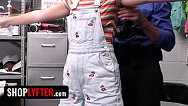 Her petite body saved her by sucking security guard’s cock