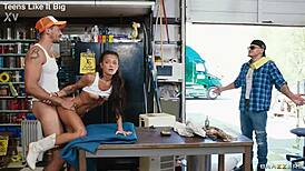 Tattooed Ryan Reid gets face fucked at truckstop