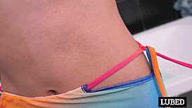 Venice Rose freaks out as the fat cock stuffs her soapy tight pussy in missionary position