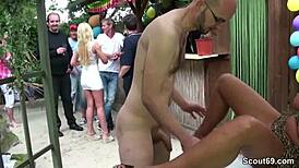 Emotional Scandal As Mommy Fucks Young Guy Publicly At Garden Party