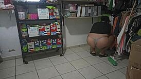 Sexy Stepmom Cleans Bedroom in Thong for Stepson’s Eyes