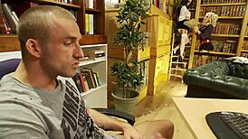 hey, wanna see librarian milfs with big boobs in a wild ffm threesome?