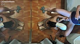 Milf in pantyhose and high heels, give that blowjob on your knees and swallow cum, you moaning slut?