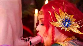 Triss Merigold Engages In Intense Blowjob And Footjob With Real Cock.