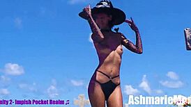 Check this slut majick going topless in public cemetery, slow motion! 🪦