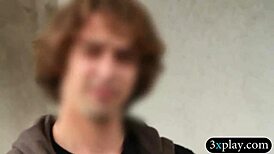 Blindfolded guy bangs twat using a dildo