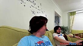 British newbie gets facialized in first time blowjob and handjob.