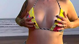 left the beach waiter rock hard after teasing him. couldn’t resist feeling his huge bulge!